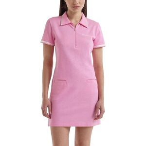 Malbon Stella Golf Pique Short Sleeve Collar Shirt Dress Pink Woman Size Large